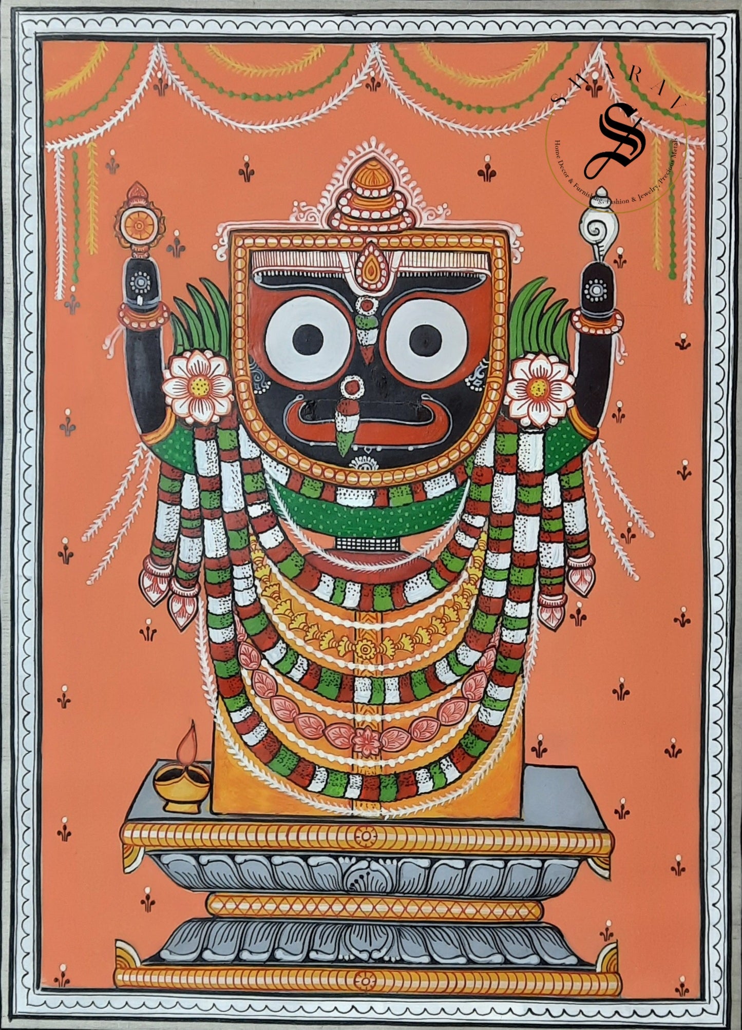Handmade Lord Jaggannath Pattachitra painting - Size 12 by 16 inch