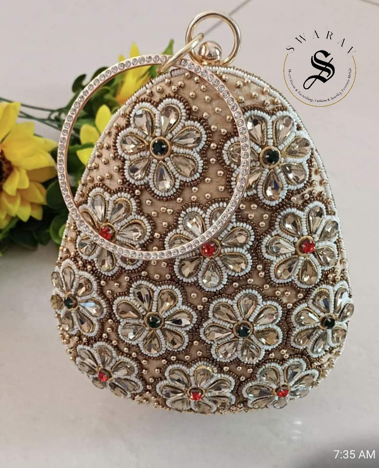 Hand made Coconut shape Party clutch. Design 4 Swarav