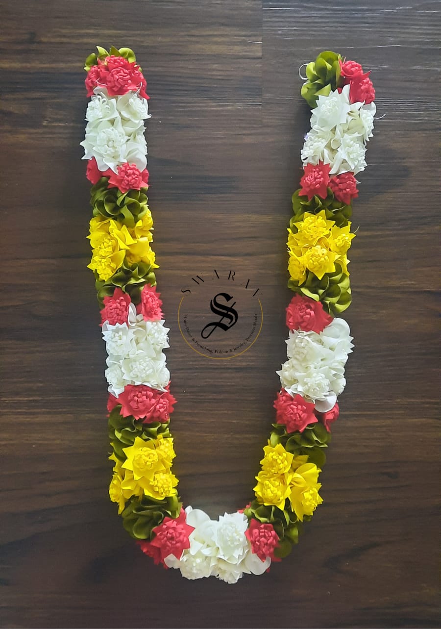 Hand made Fabric Garland/Mala - Washable and Lifetime Usable.(Multi-color). 42 inch.