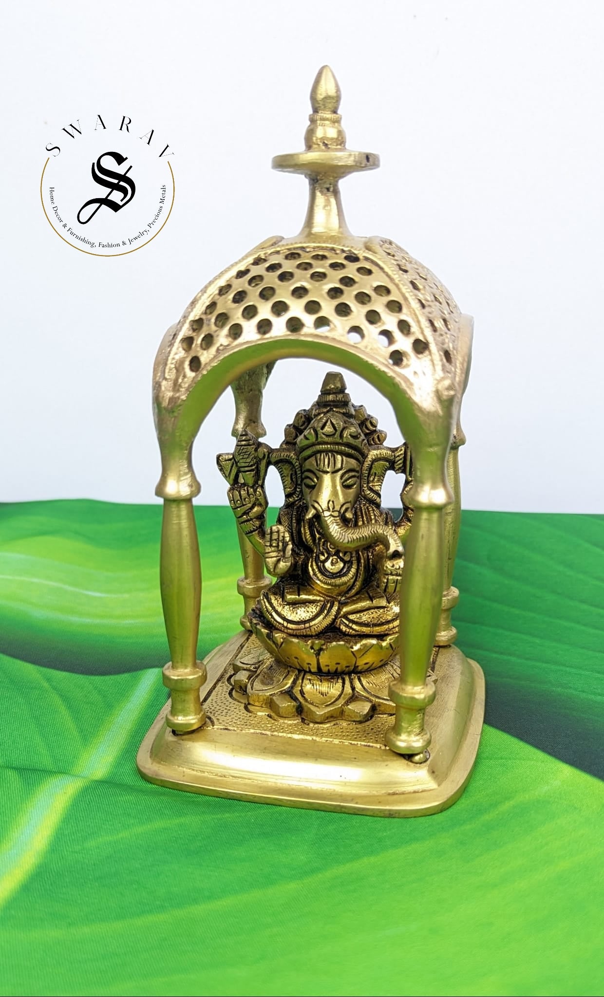 Pure Brass Temple with cute Ganesha idol