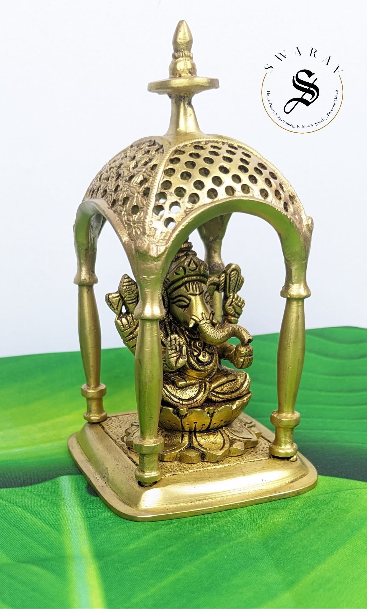 Pure Brass Temple with cute Ganesha idol