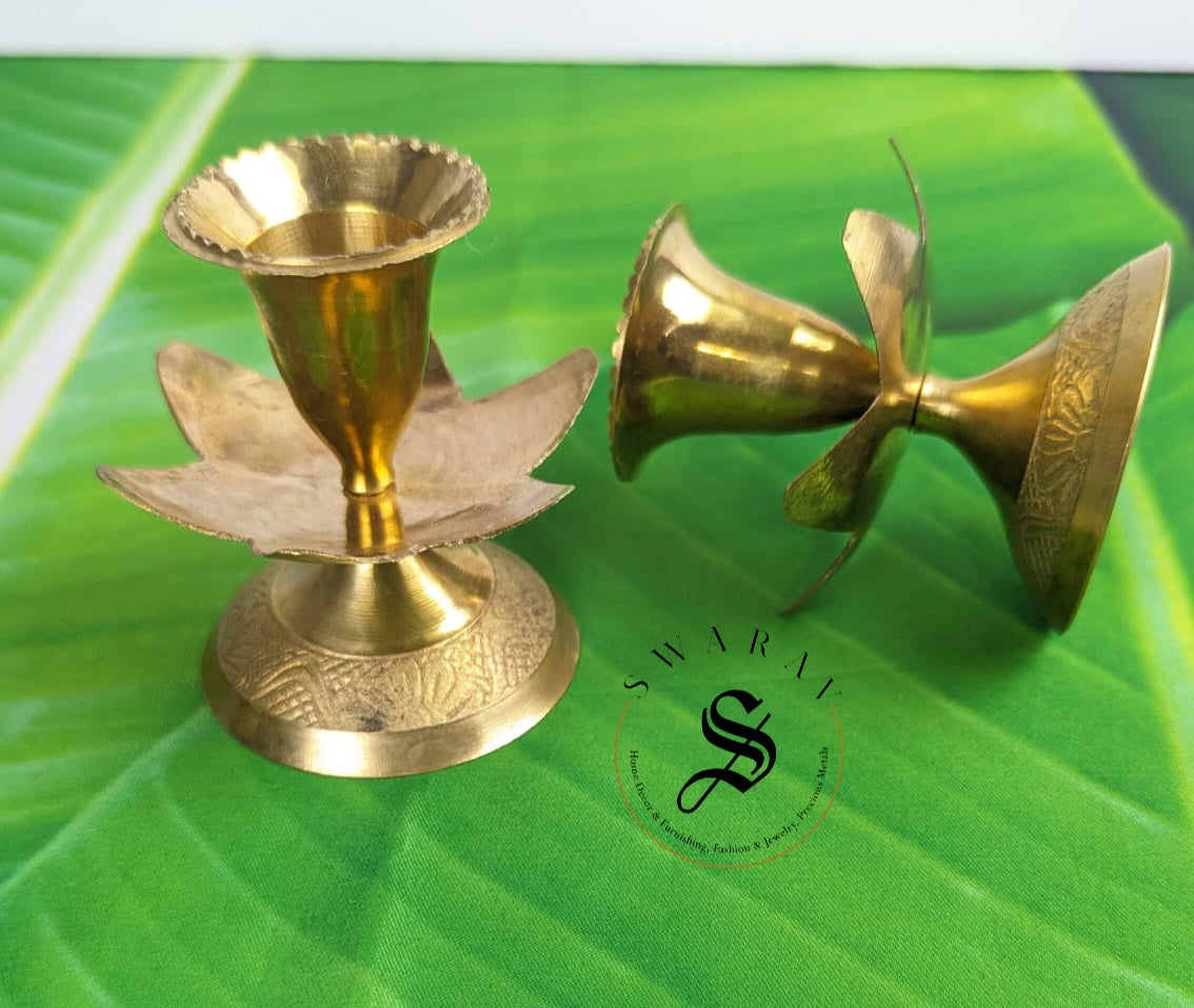 Pure Brass Jesus Christ idol on pedestal with candle Holders. ( Set of 4 )