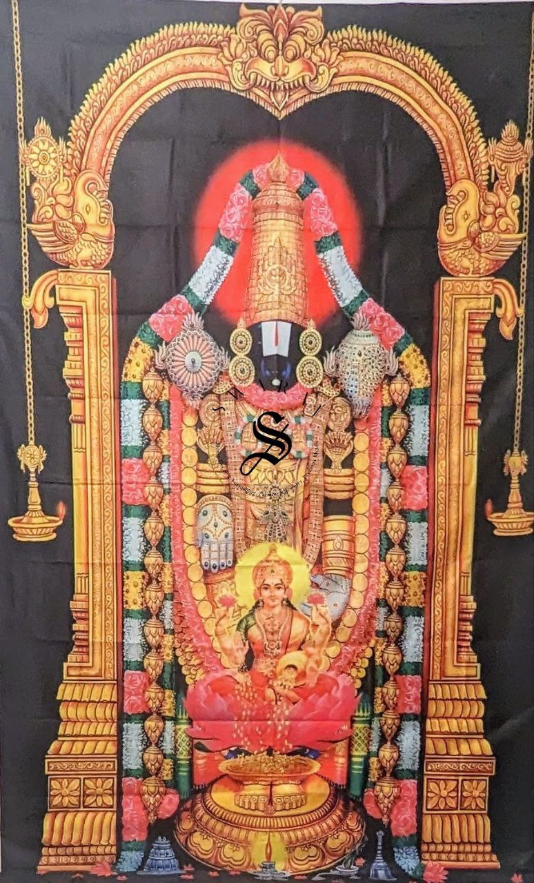 Tirupati Balaji Backdrop - 5 by 8 Feet. Taiwan Polyester Fabric.