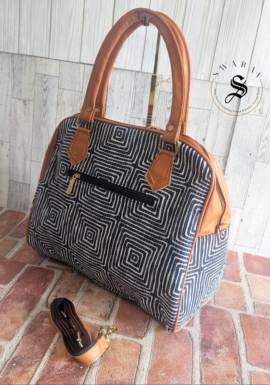 FREE SHIPPING š Women's Big Tote Bag - Denim Blue. Jaipur Block print. Size : 14 by 12 by 5 inch