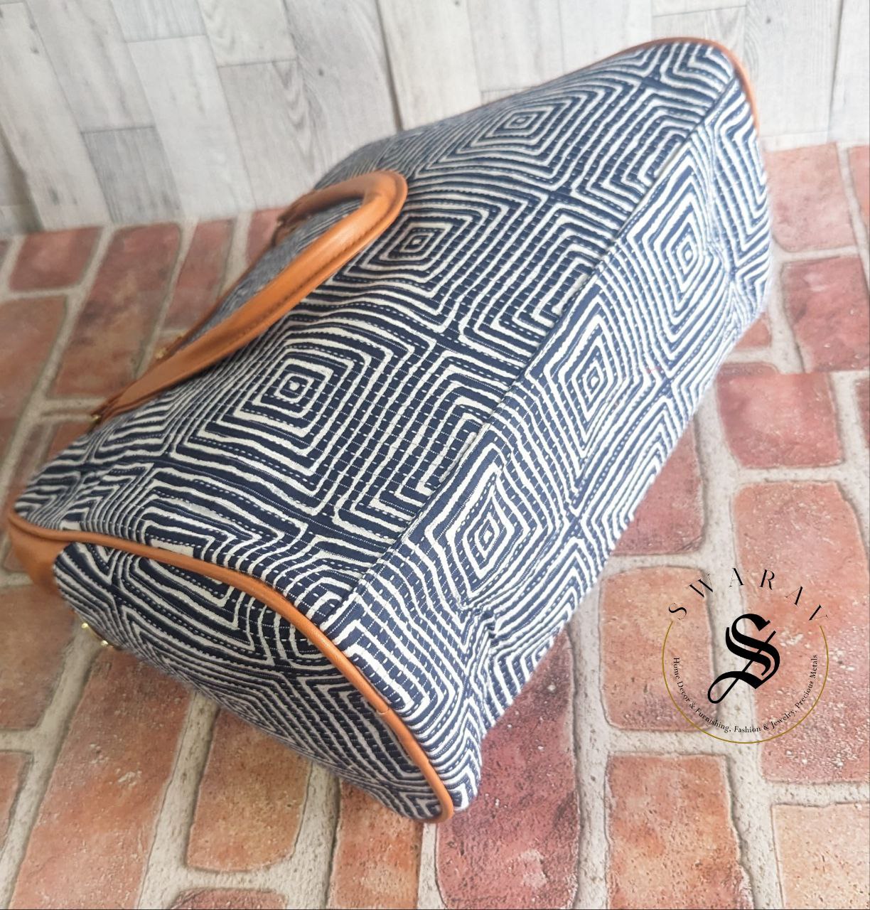 FREE SHIPPING š Women's Big Tote Bag - Denim Blue. Jaipur Block print. Size : 14 by 12 by 5 inch