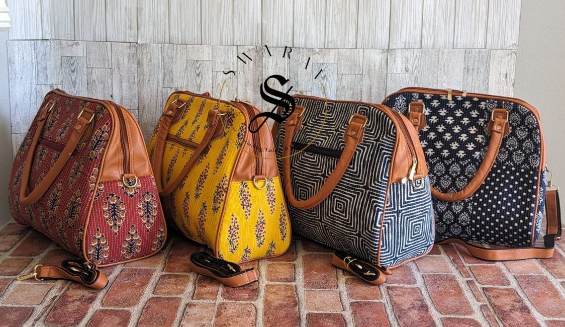 FREE SHIPPING š Women's Big Tote Bag - Jaipur Block print. Color - Blue Size : 14 by 12 by 5 inch.