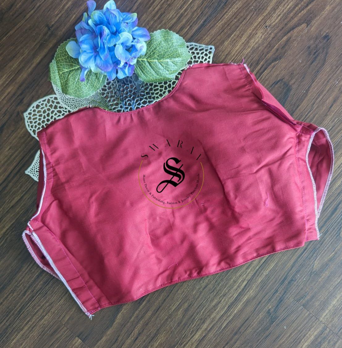 Ready to wear Pure Raw Silk Designer blouse with Pichwai print and beads work. Color - Wine. Size - 38 to 42 inches.