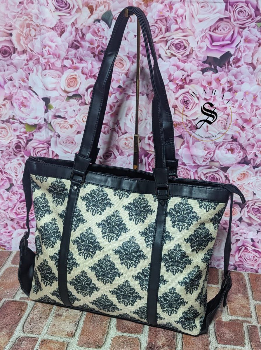 FREE SHIPPING ๐ Block Print Women's Laptop/Overnight/Travel /Multipurpose fabric shoulder Bag . Size - 18 by 13 by 5 inch.