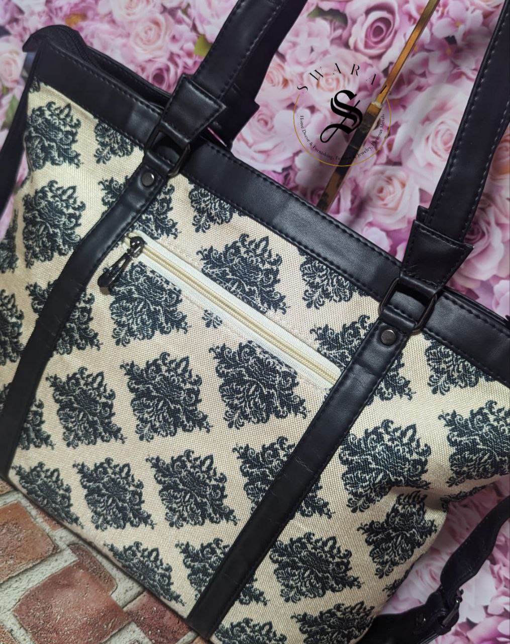 FREE SHIPPING ๐ Block Print Women's Laptop/Overnight/Travel /Multipurpose fabric shoulder Bag . Size - 18 by 13 by 5 inch.