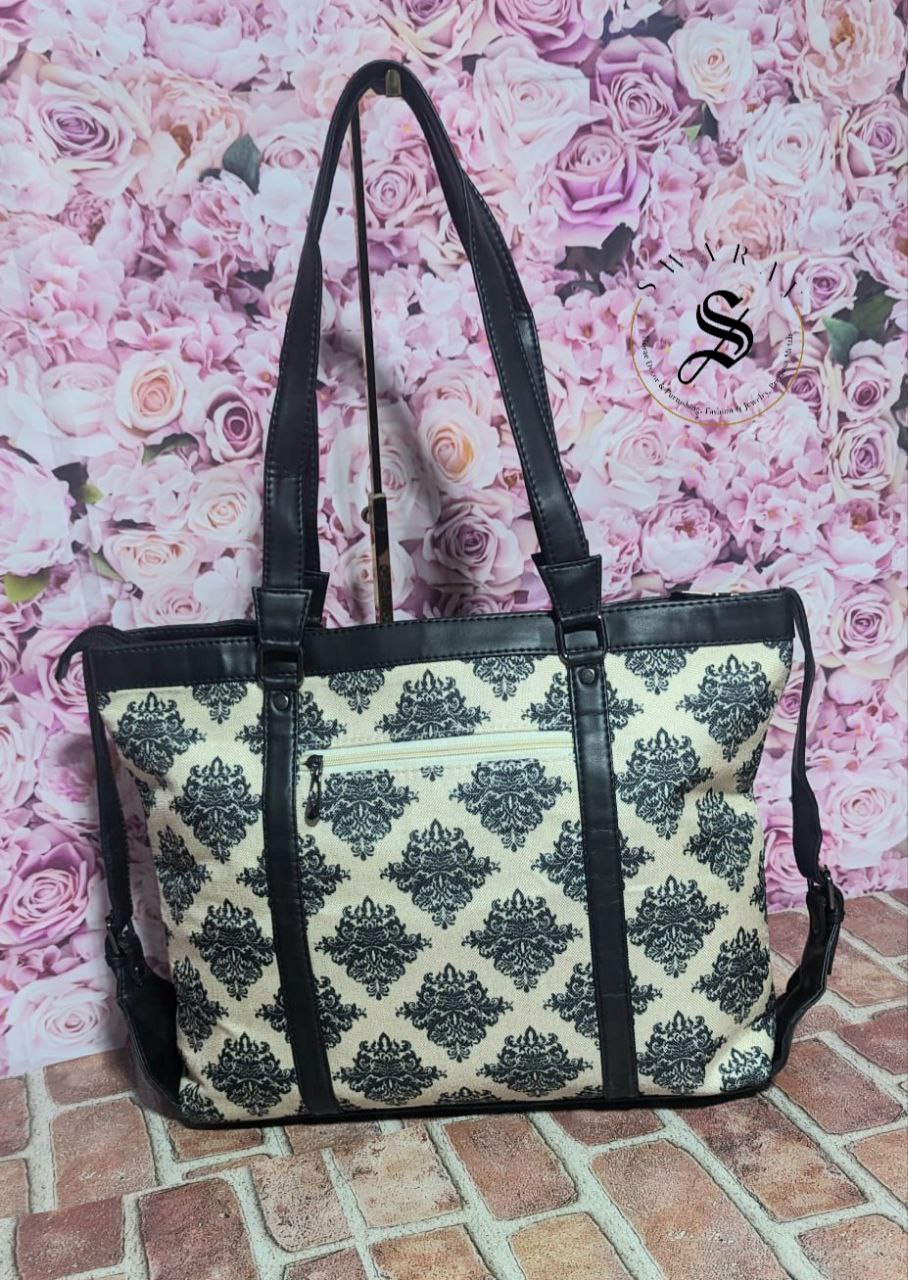 FREE SHIPPING ๐ Block Print Women's Laptop/Overnight/Travel /Multipurpose fabric shoulder Bag . Size - 18 by 13 by 5 inch.