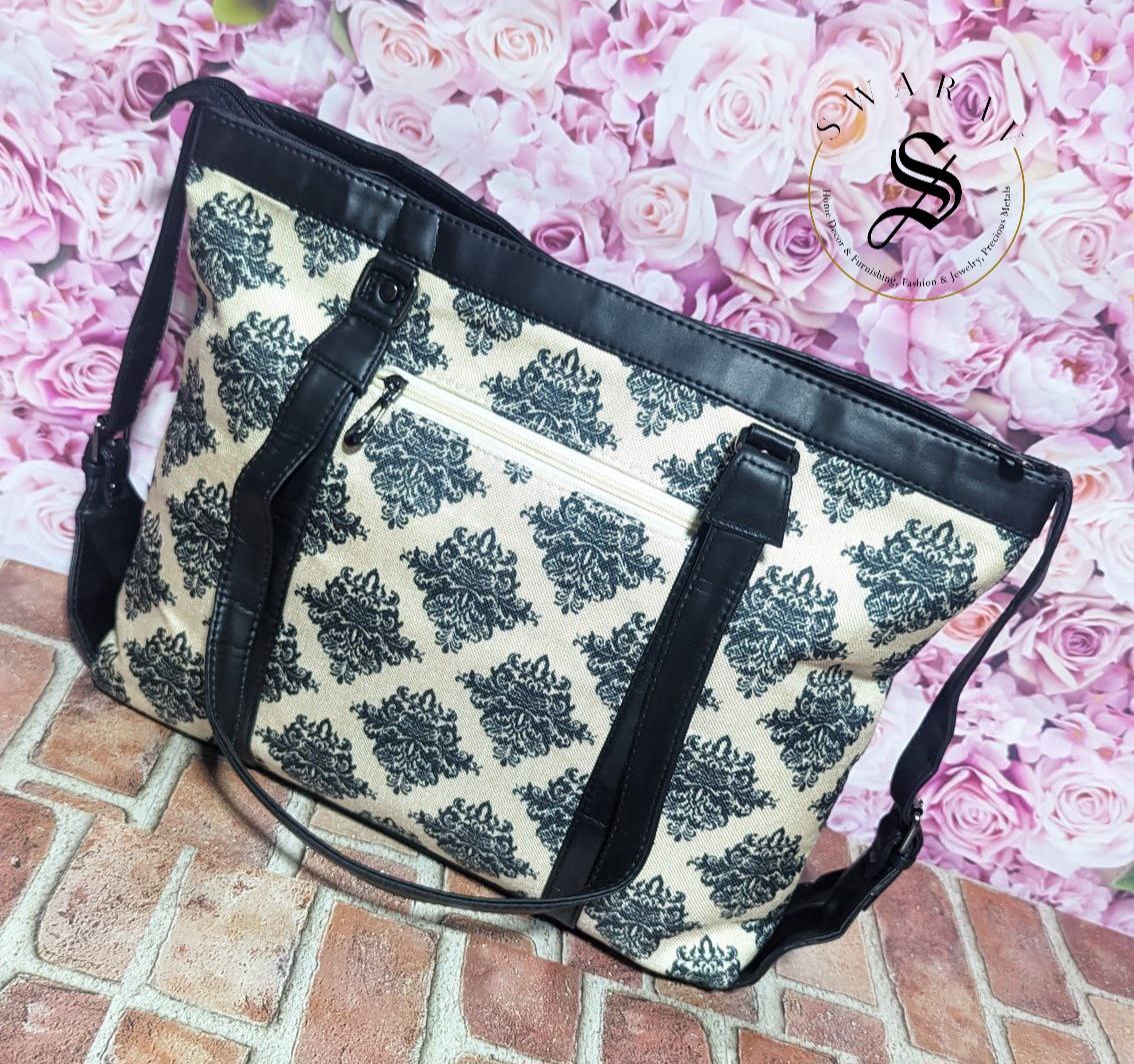 FREE SHIPPING ๐ Block Print Women's Laptop/Overnight/Travel /Multipurpose fabric shoulder Bag . Size - 18 by 13 by 5 inch.