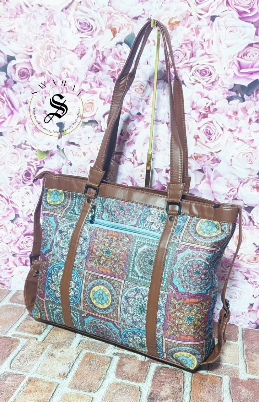 FREE SHIPPING 🚚Mandala Print Women's Laptop/Overnight/Travel /Multipurpose Fabric shoulder Bag. Size - 18 by 13 by 5 inch.