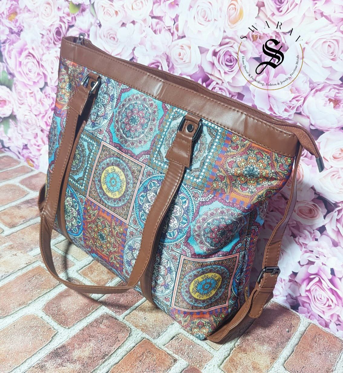 FREE SHIPPING 🚚Mandala Print Women's Laptop/Overnight/Travel /Multipurpose Fabric shoulder Bag. Size - 18 by 13 by 5 inch.