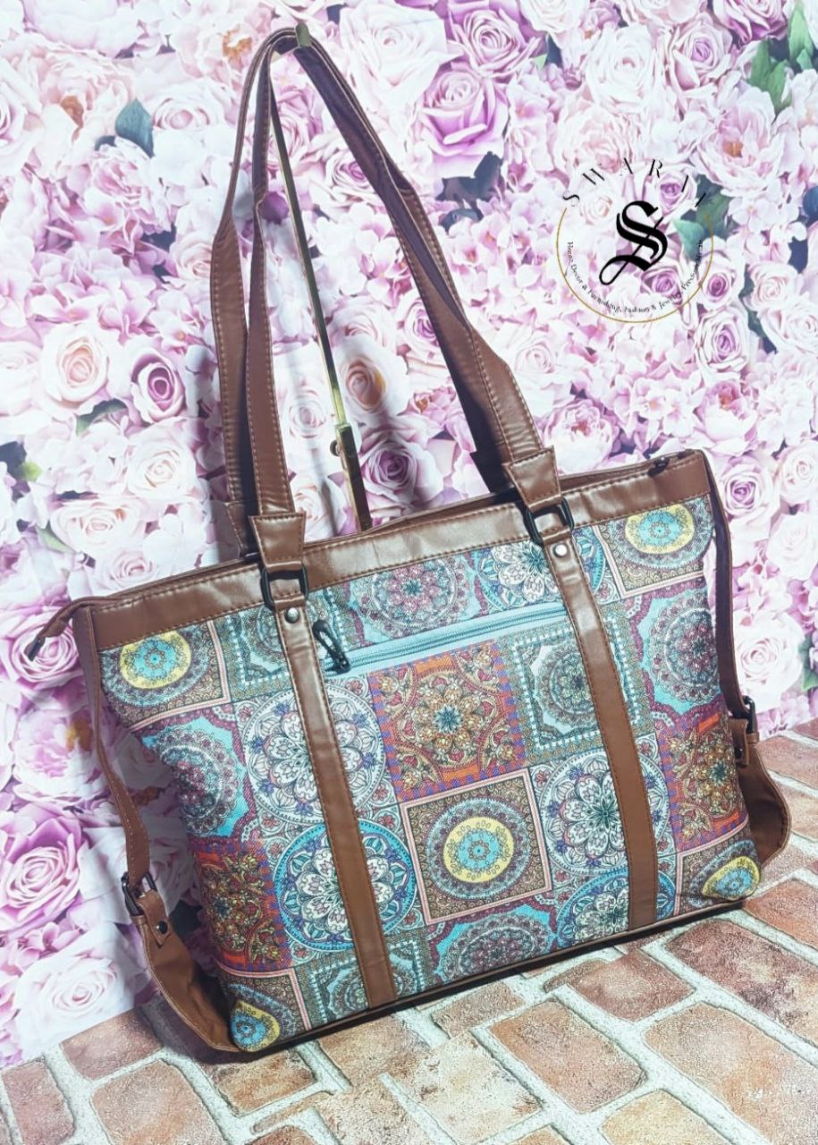 FREE SHIPPING 🚚Mandala Print Women's Laptop/Overnight/Travel /Multipurpose Fabric shoulder Bag. Size - 18 by 13 by 5 inch.