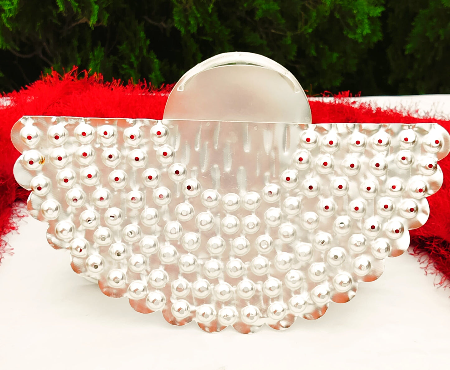 German silver Lakshmi Astottara pooja stand with 108 flowers + 5 big flowers + 1 Lakshmi Idol.