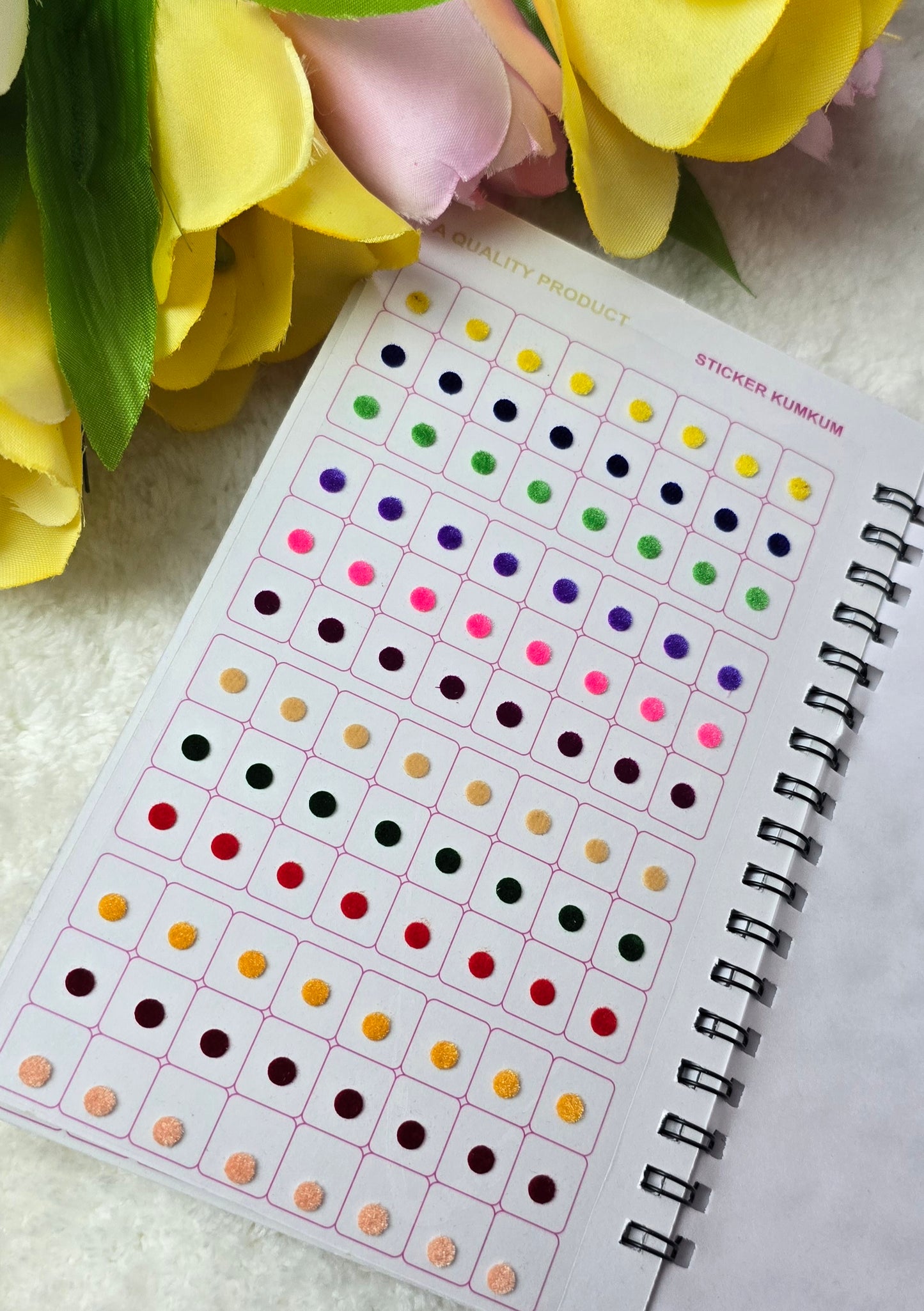 Navya - 960 count multi color and multi size plain Bindi spiral book.