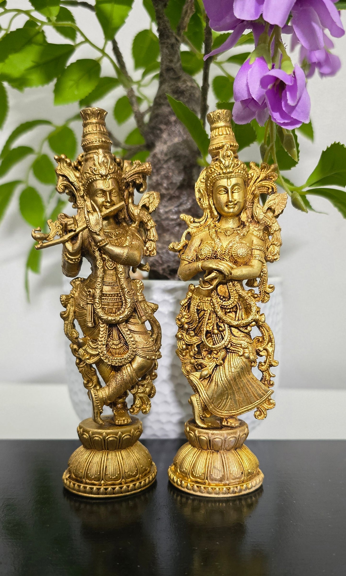 Pure Brass Radha Krishna. Set of 2 idols. Size 6 inches each.