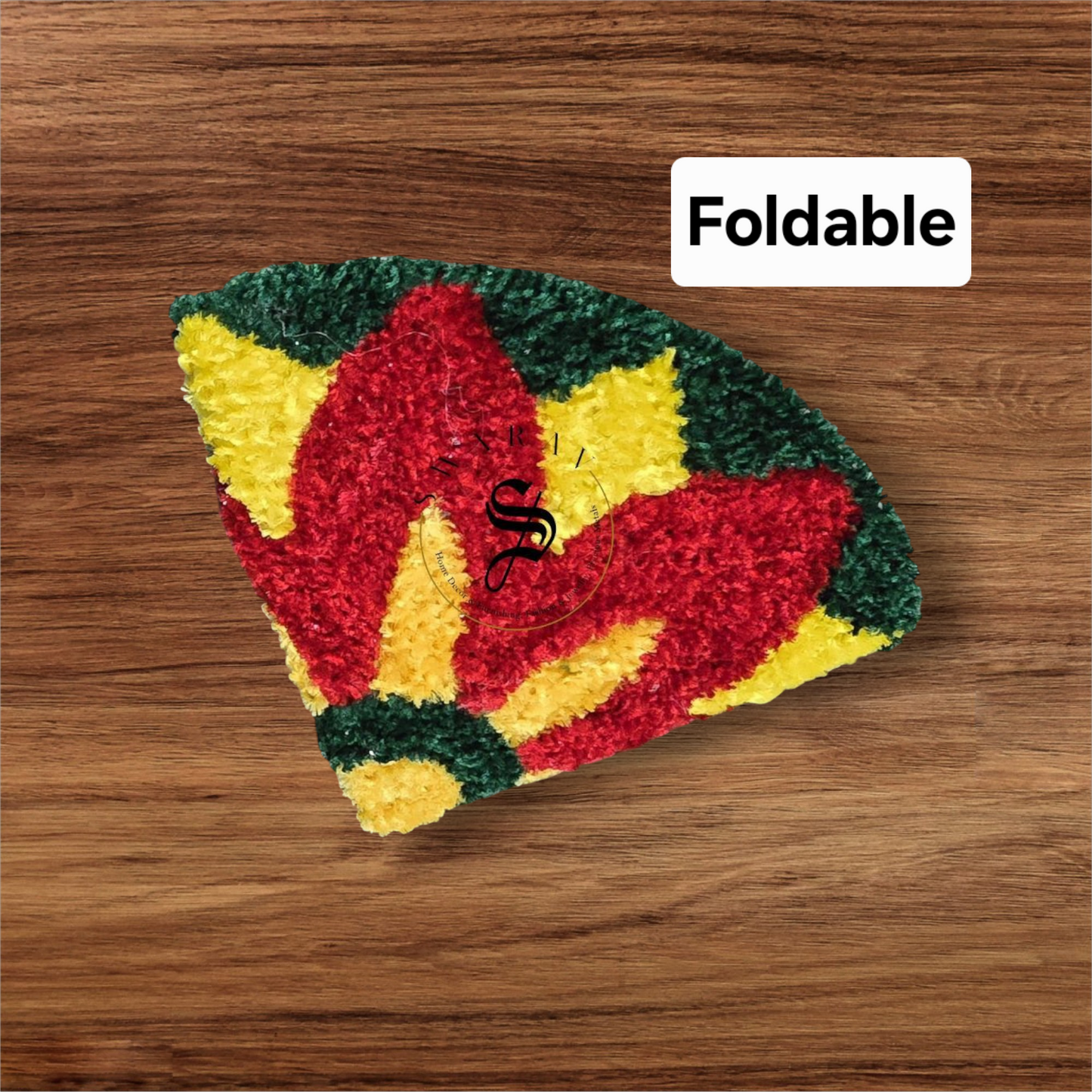 Faux yarn multi color Rangoli mat. Code: D2. Size- 20 inch diameter.