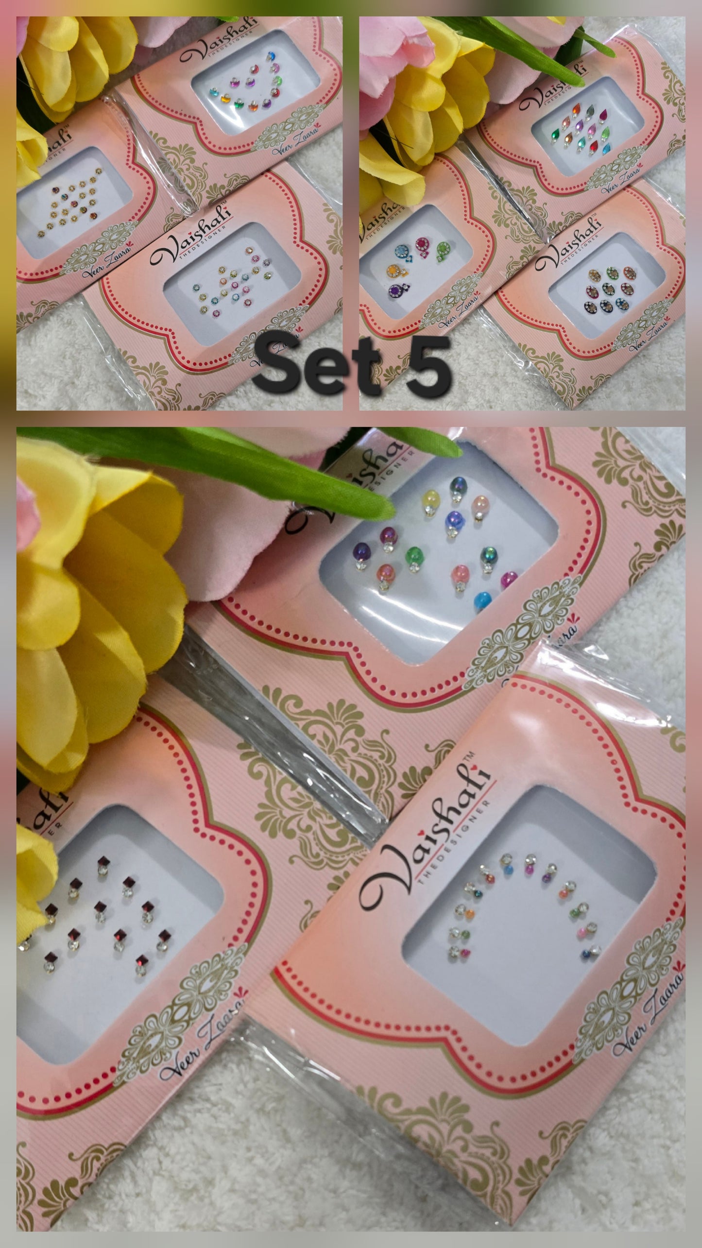 Pack of 9 - Veer Zaara fancy designer Bindi set. @ $3