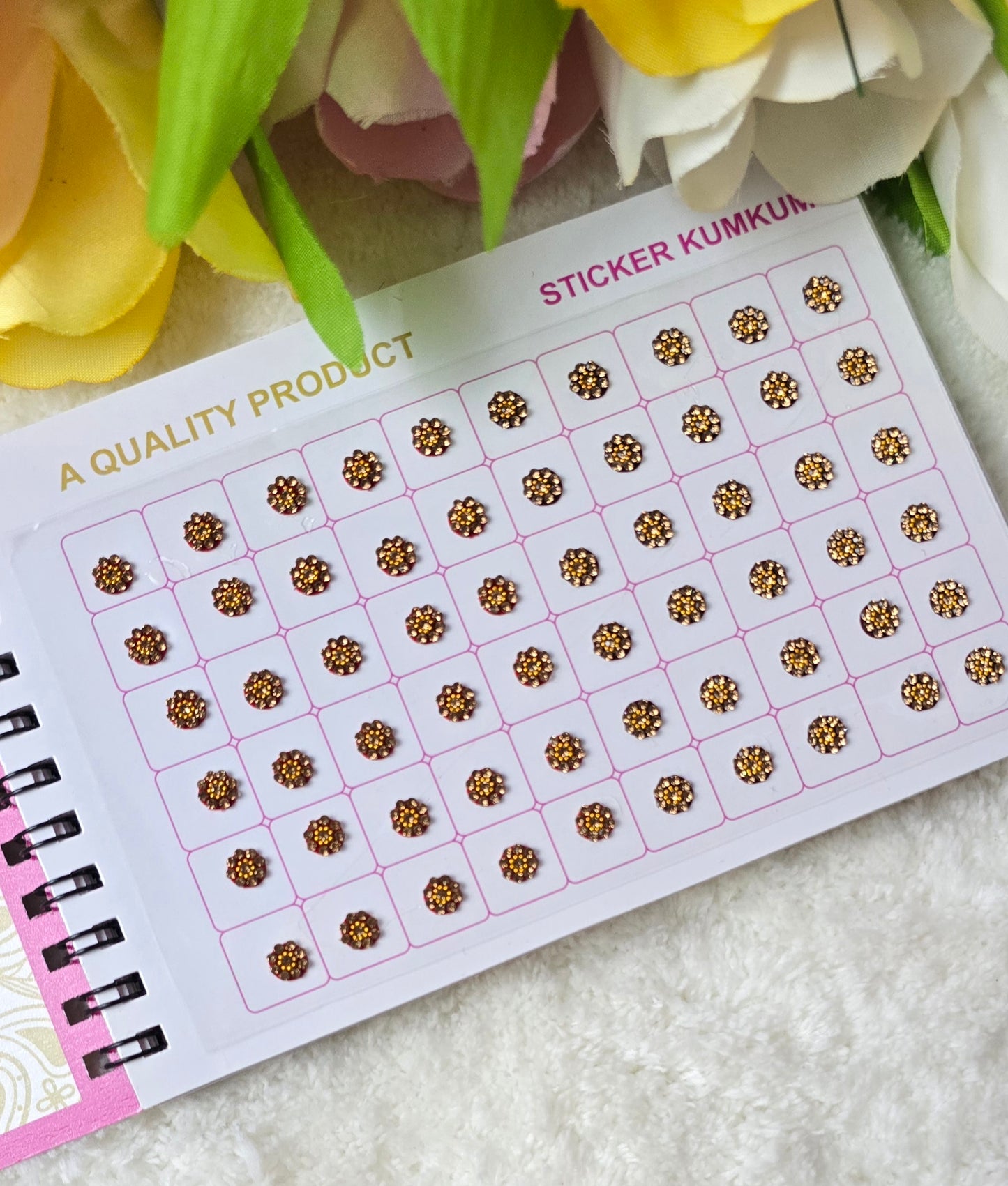 Navya - 300 count stone border multi color and size fancy spiral bindi book.
