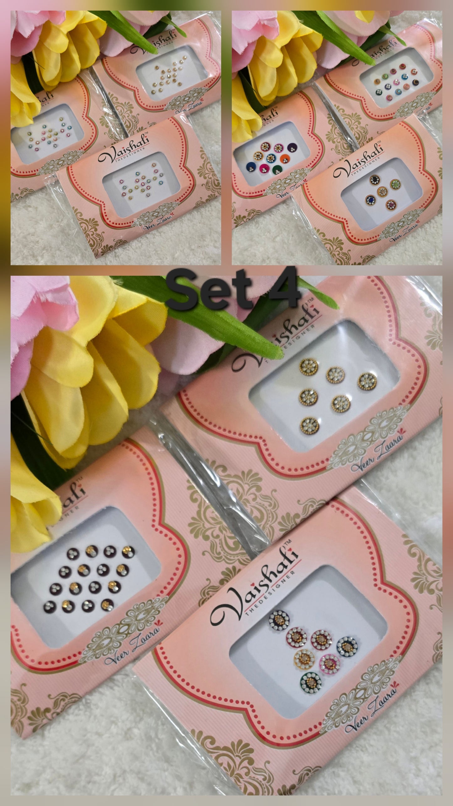 Pack of 9 - Veer Zaara fancy designer Bindi set. @ $3