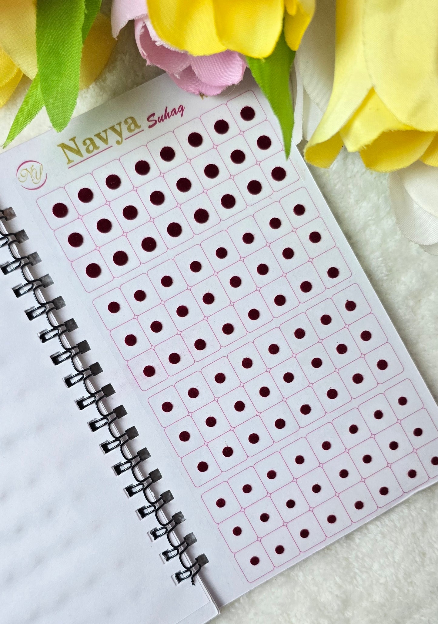Navya - 960 count multi color and ONE size MINI plain spiral Bindi book.