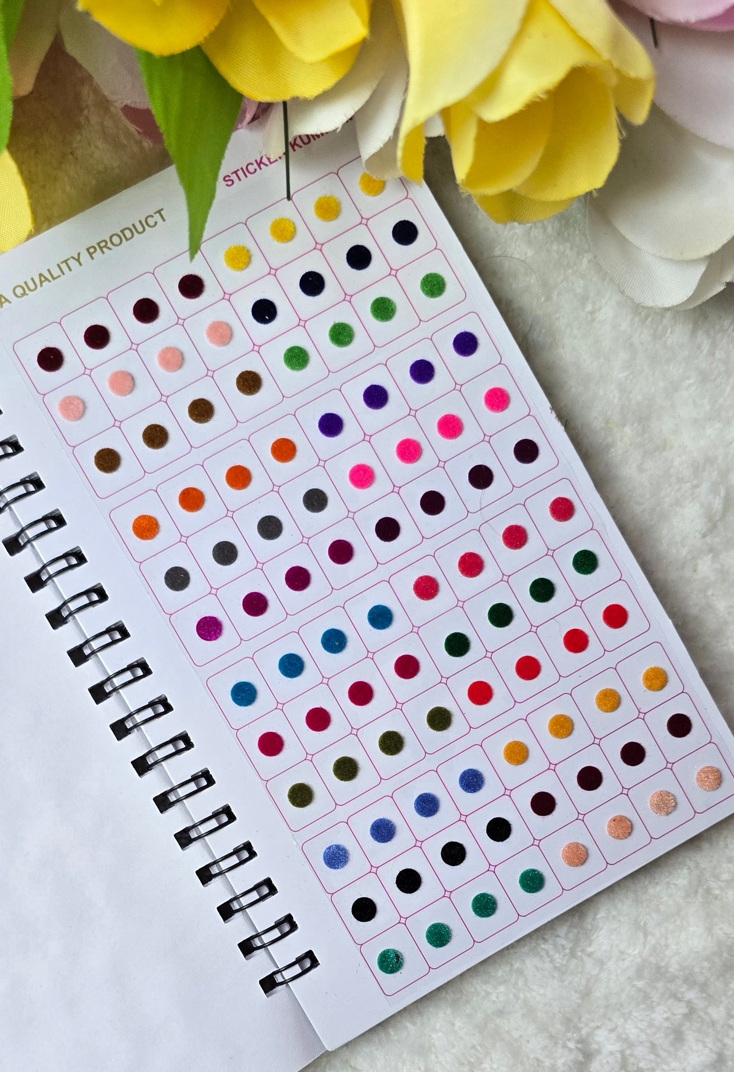 Navya - 960 count 2 color KALYANAM and round plain multi color and multi size spiral Bindi Book.