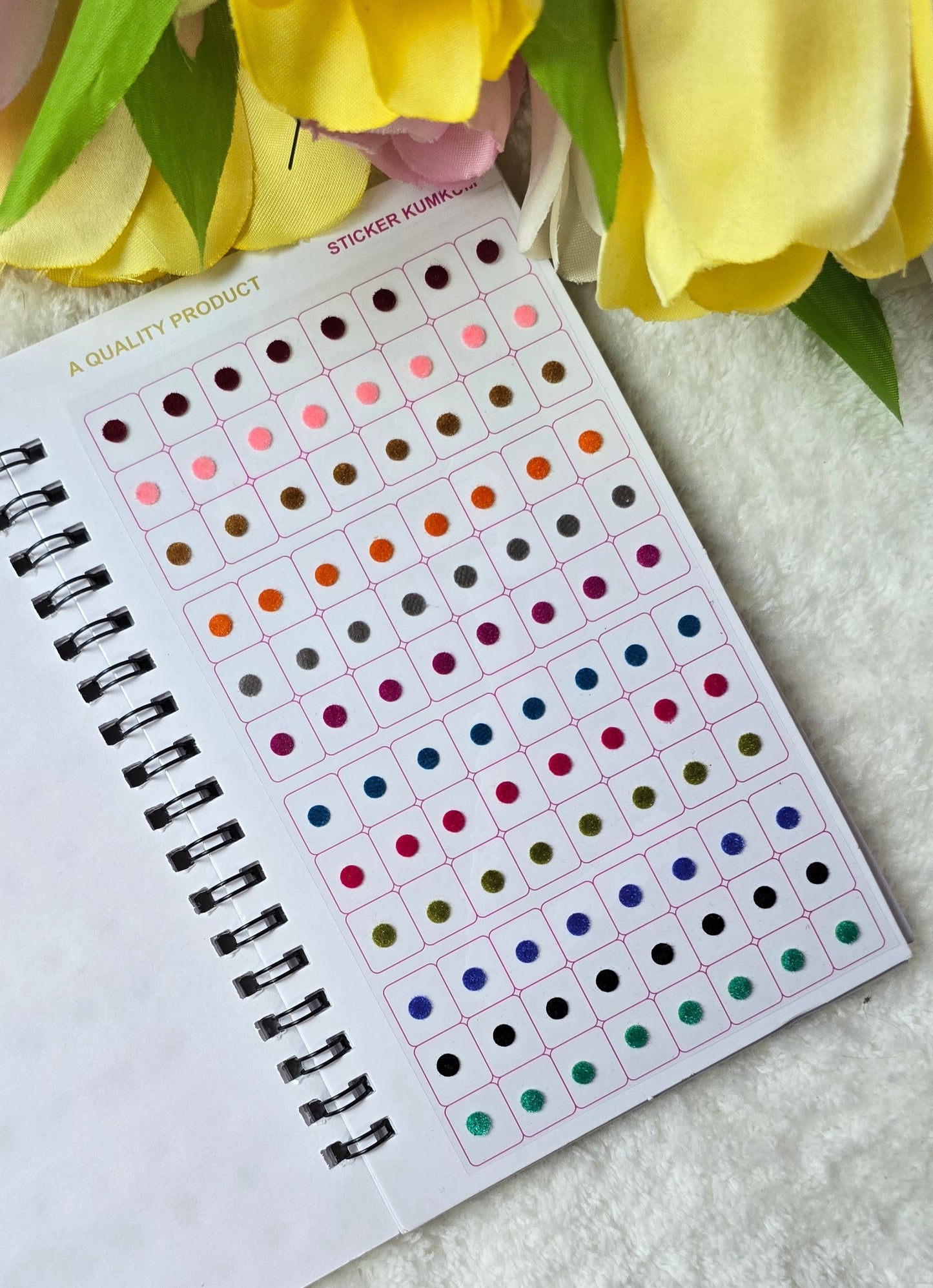 Navya - 960 count multi color and ONE size MINI plain spiral Bindi book.