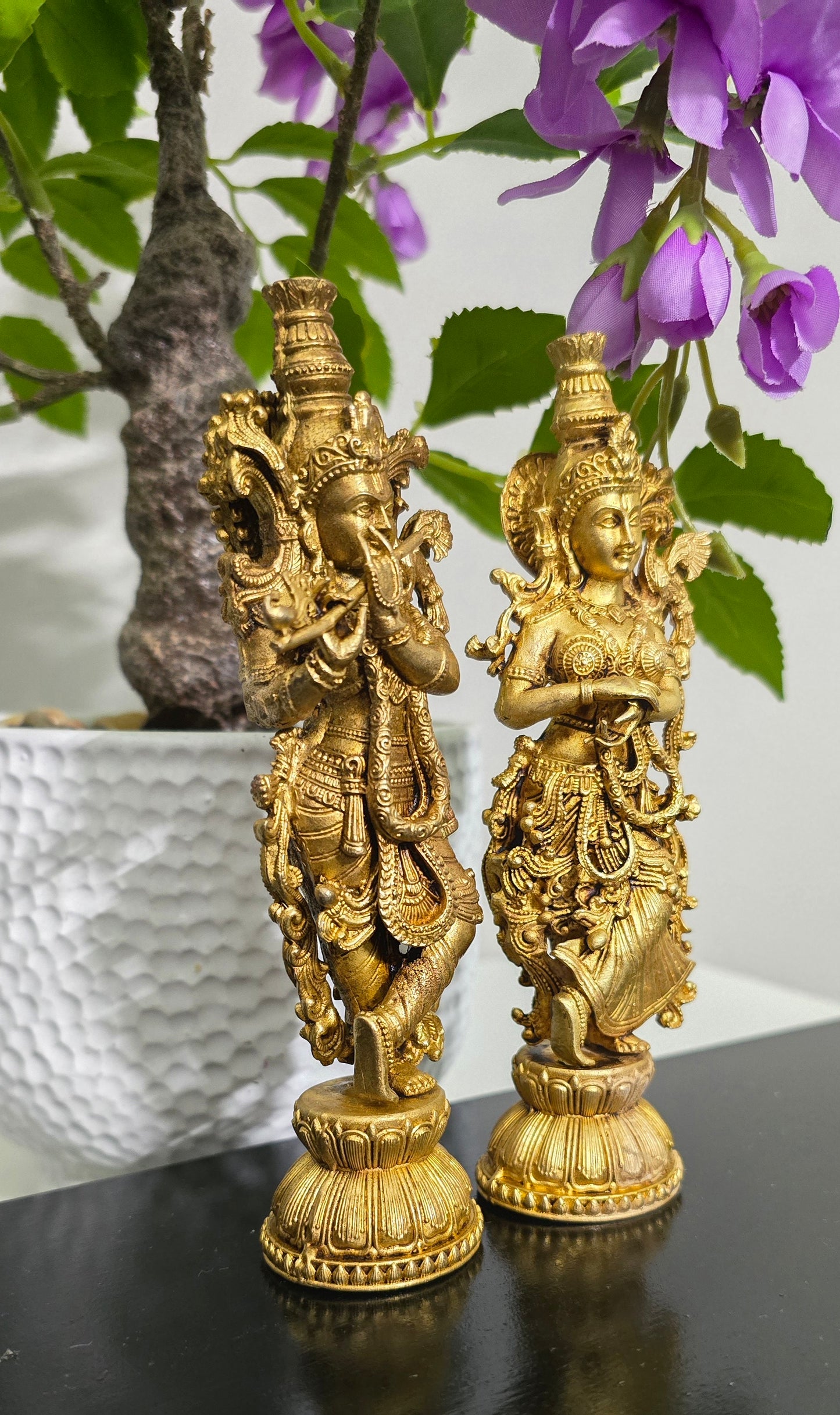 Pure Brass Radha Krishna. Set of 2 idols. Size 6 inches each.