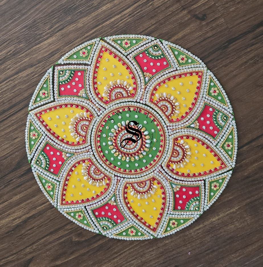 Handmade Acrylic Rangoli. Set of 26 pieces. Size - 12 inch.