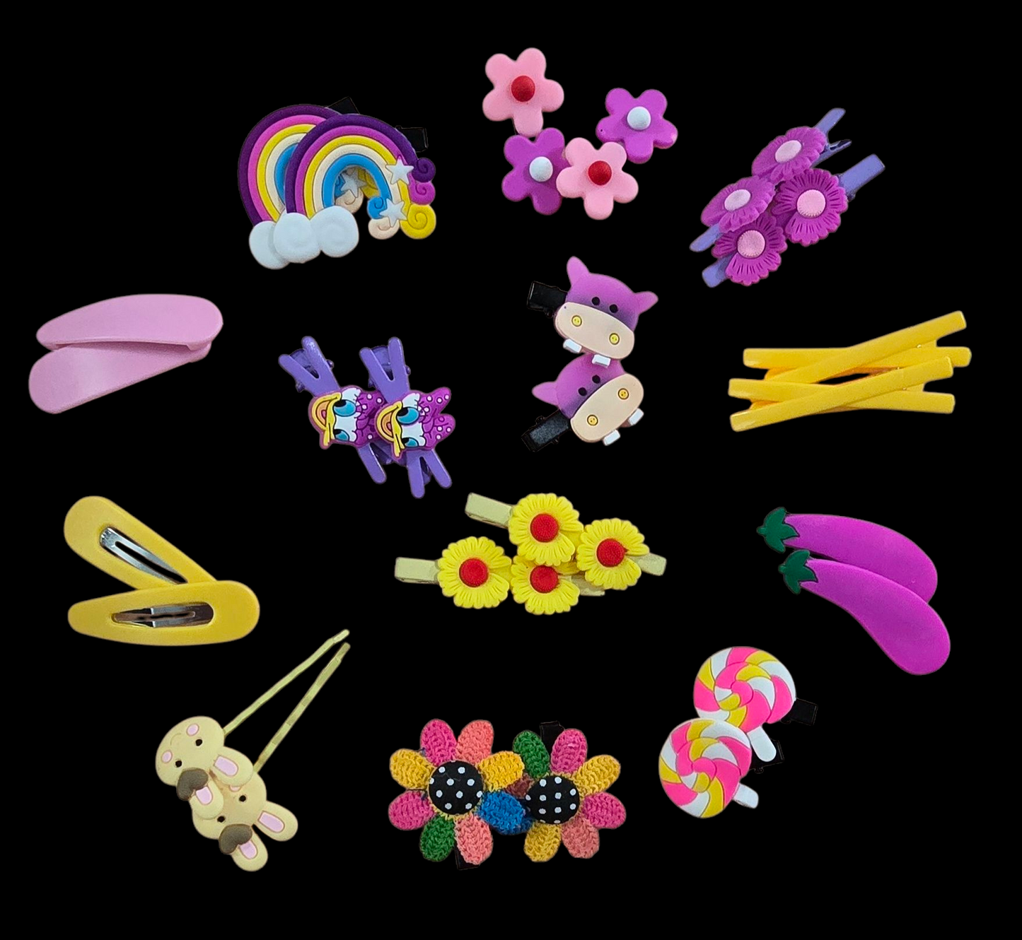 13 pair ( 26 piece) Baby girl hairpins. Comes in ready to gift/ preserve, box packing.