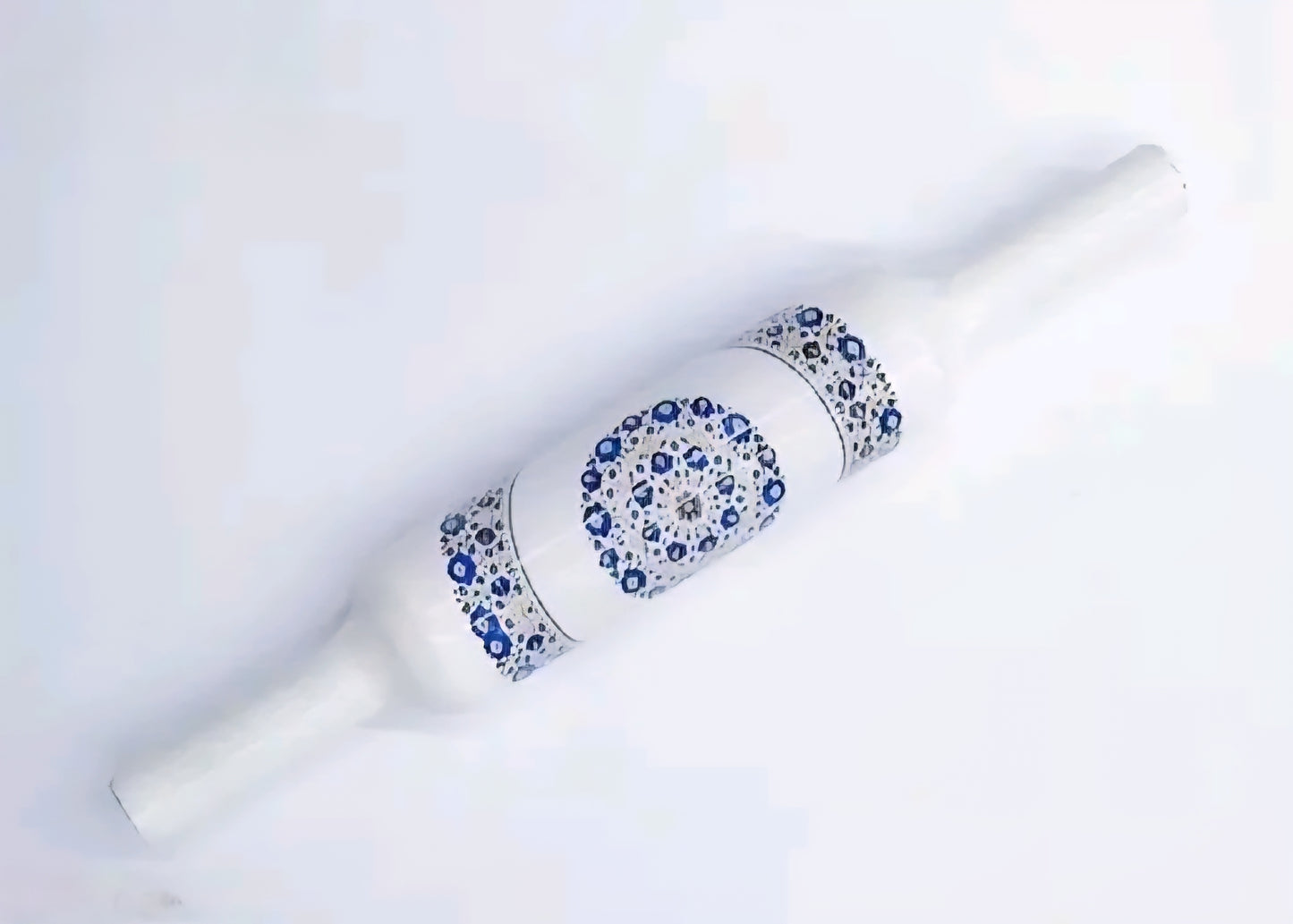 10 inch Marble Chakla Belan - with blue and white floral print.