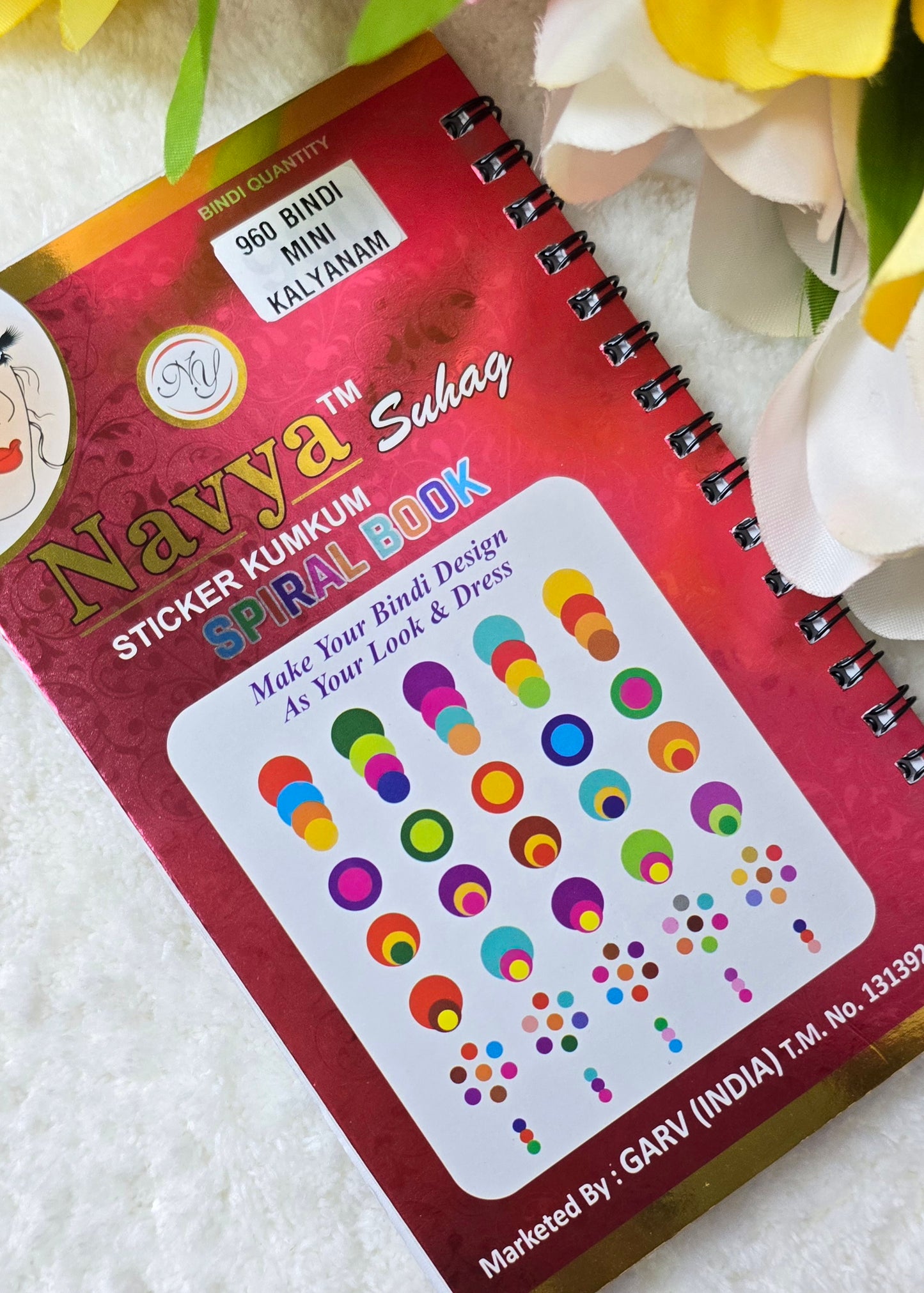 Navya - 960 count 2 color KALYANAM and round plain multi color and multi size spiral Bindi Book.
