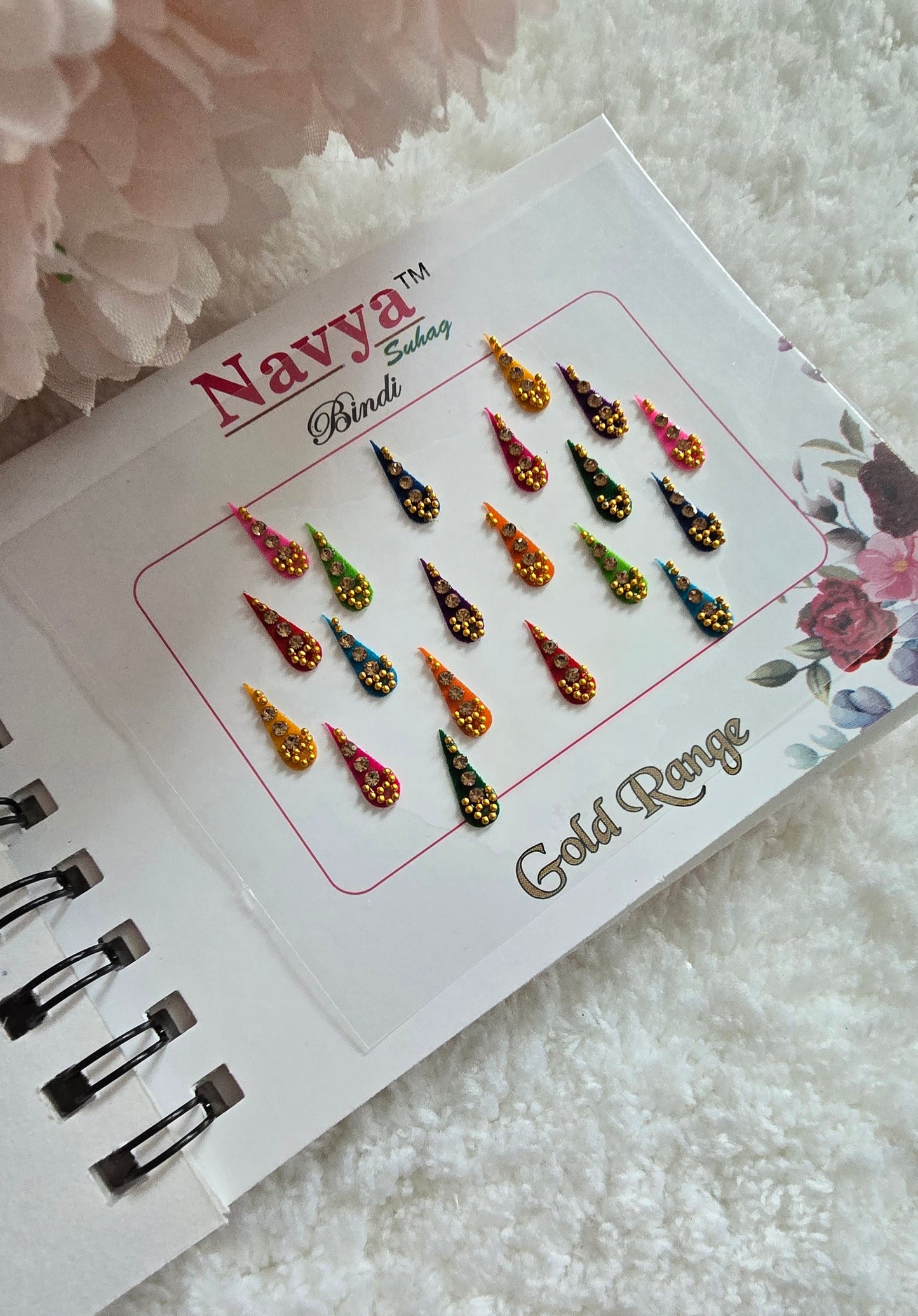 Pack of 4 - Navya multi-colored pocket size party wear fancy stone studded spiral Bindi book.