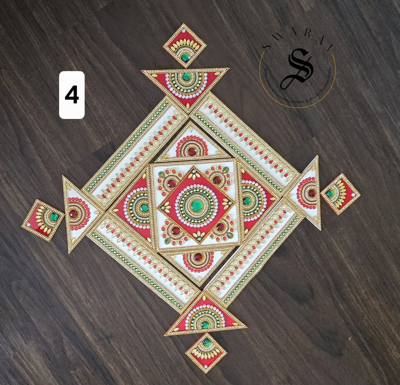 17 piece completely handmade Acrylic Rangoli set. Multi-color.