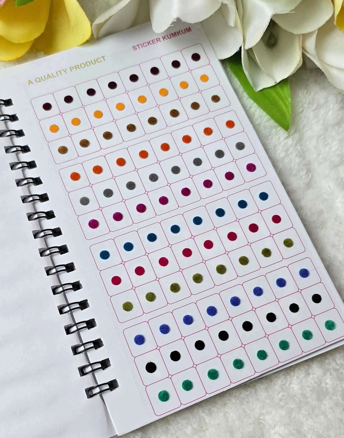 Navya - 960 count multi color and multi size plain Bindi spiral book.