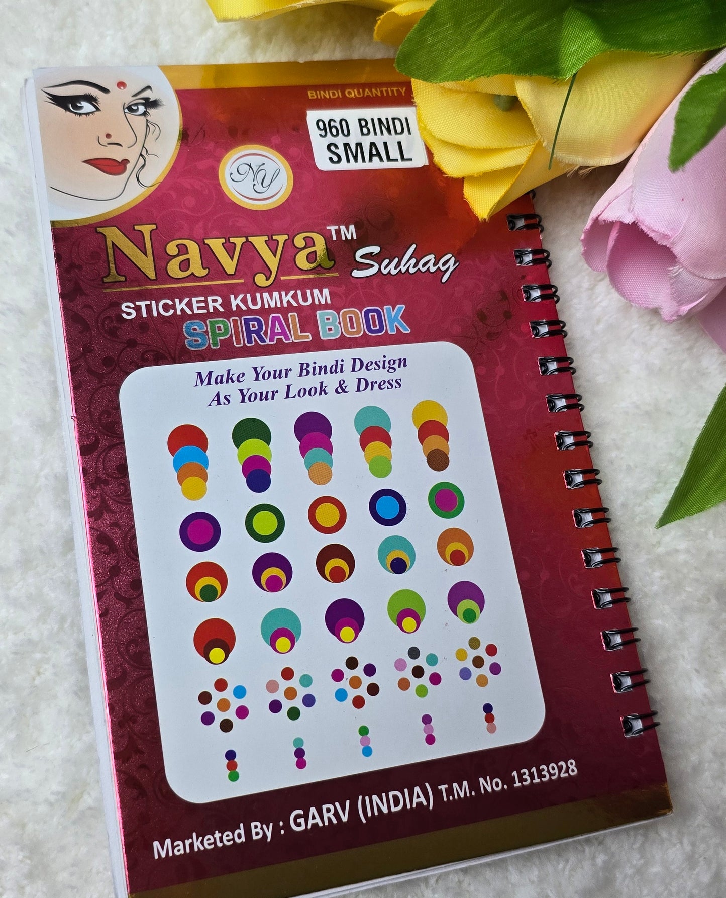 Navya - 960 count multi color and multi size plain Bindi spiral book.