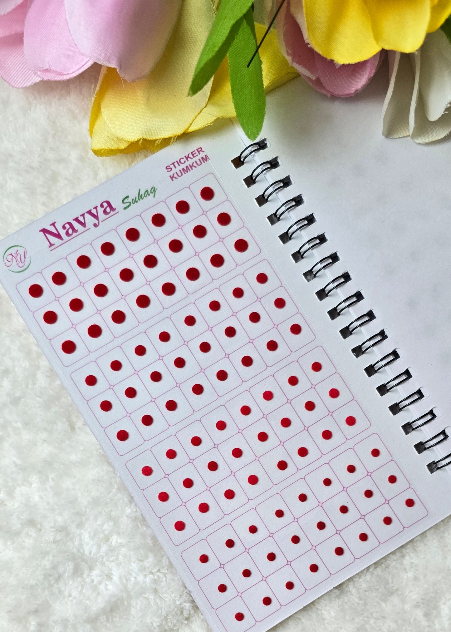 Navya - 960 count multi color and ONE size MINI plain spiral Bindi book.