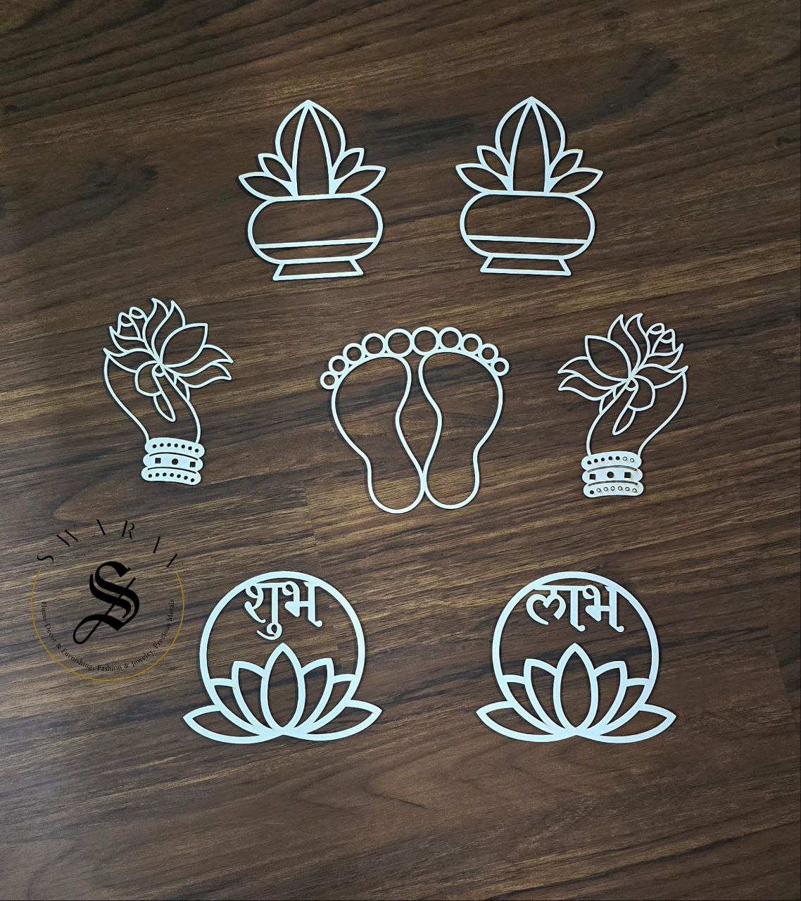 Pack of 7 Rangoli Stencil. Size - 3 inch each.