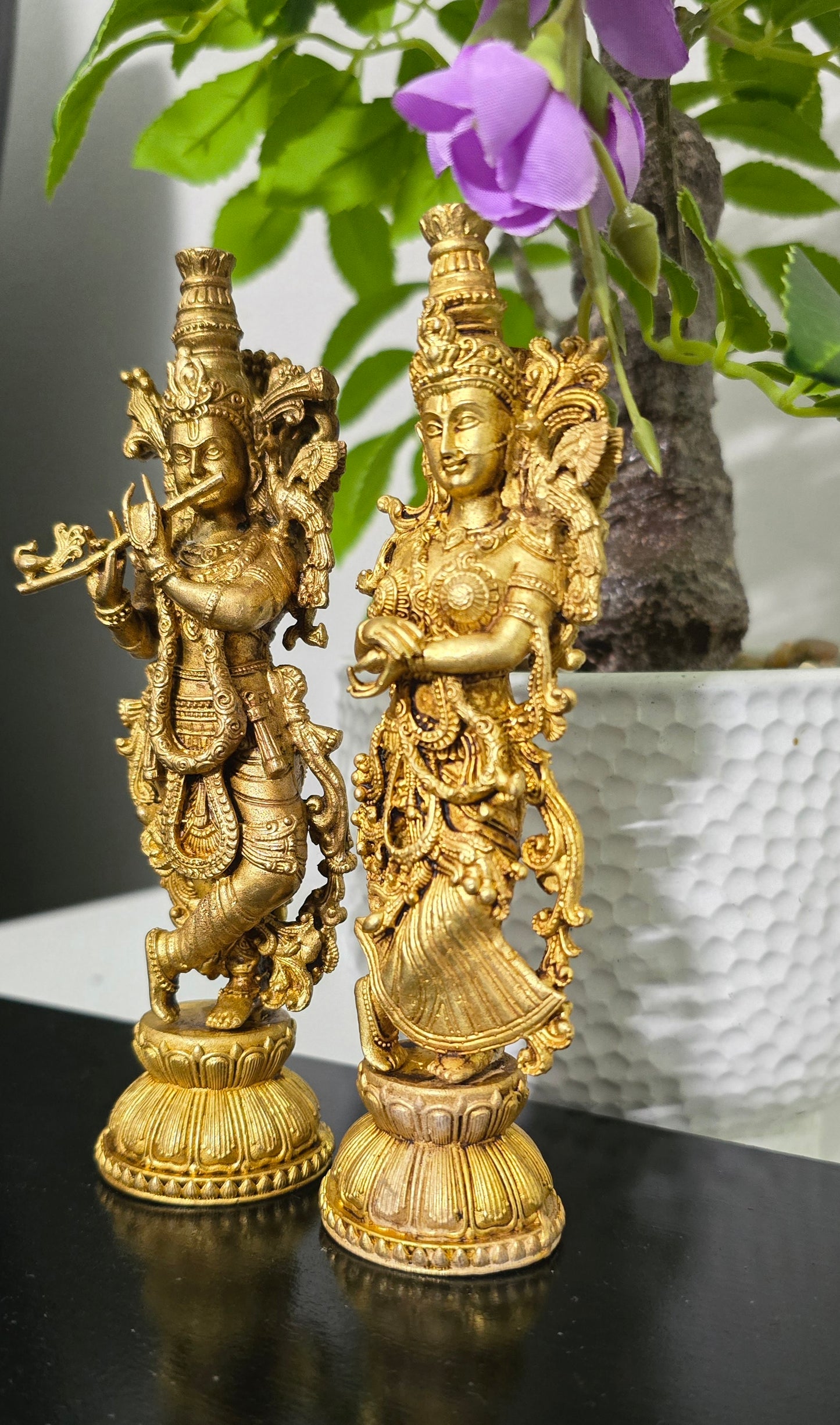 Pure Brass Radha Krishna. Set of 2 idols. Size 6 inches each.
