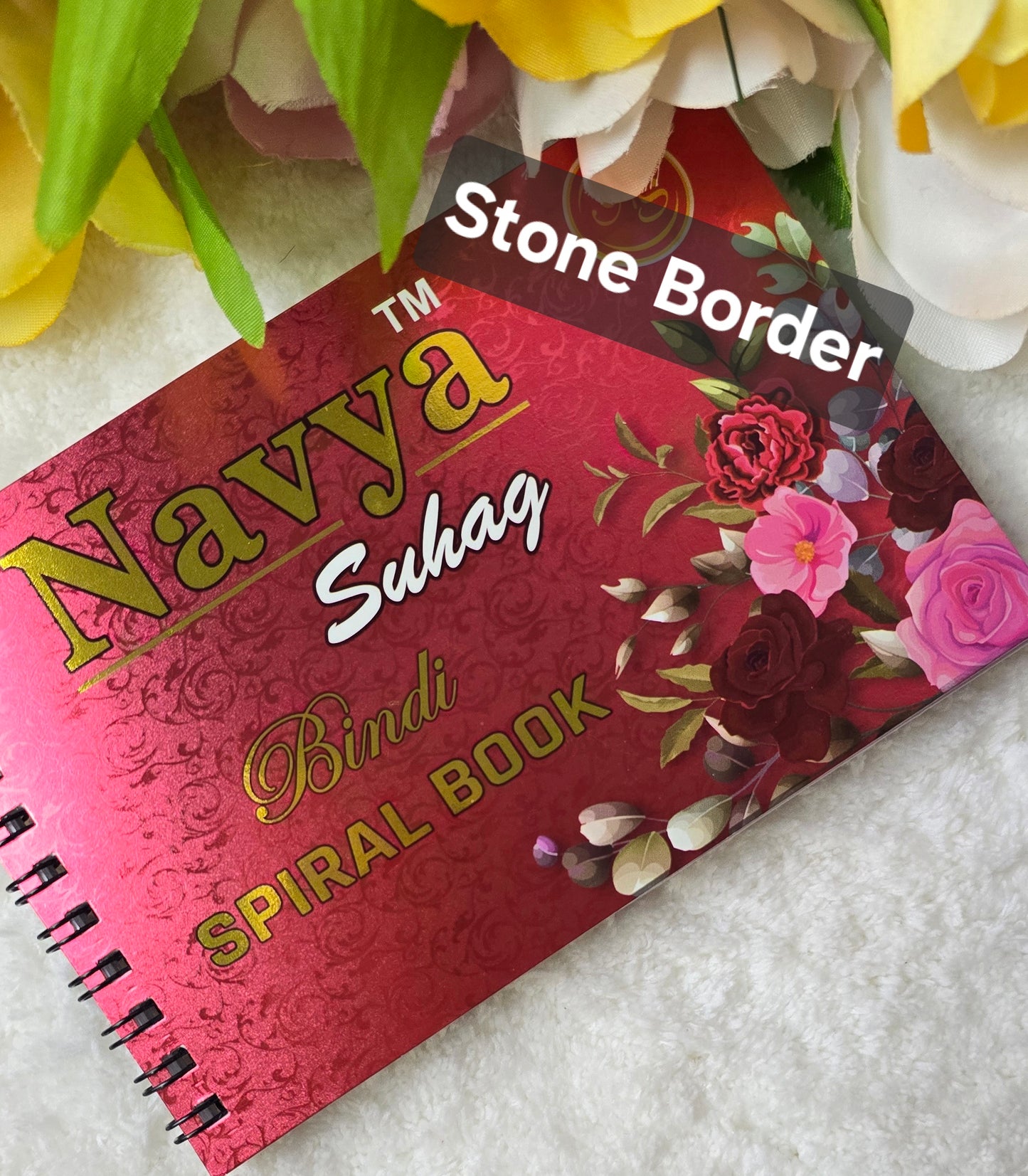 Navya - 300 count stone border multi color and size fancy spiral bindi book.
