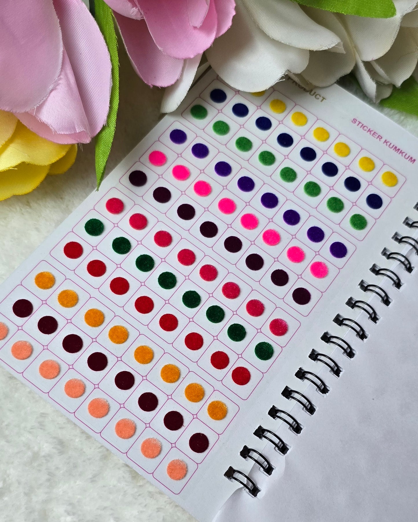 Navya - 960 count multi color and multi size plain Bindi spiral book.