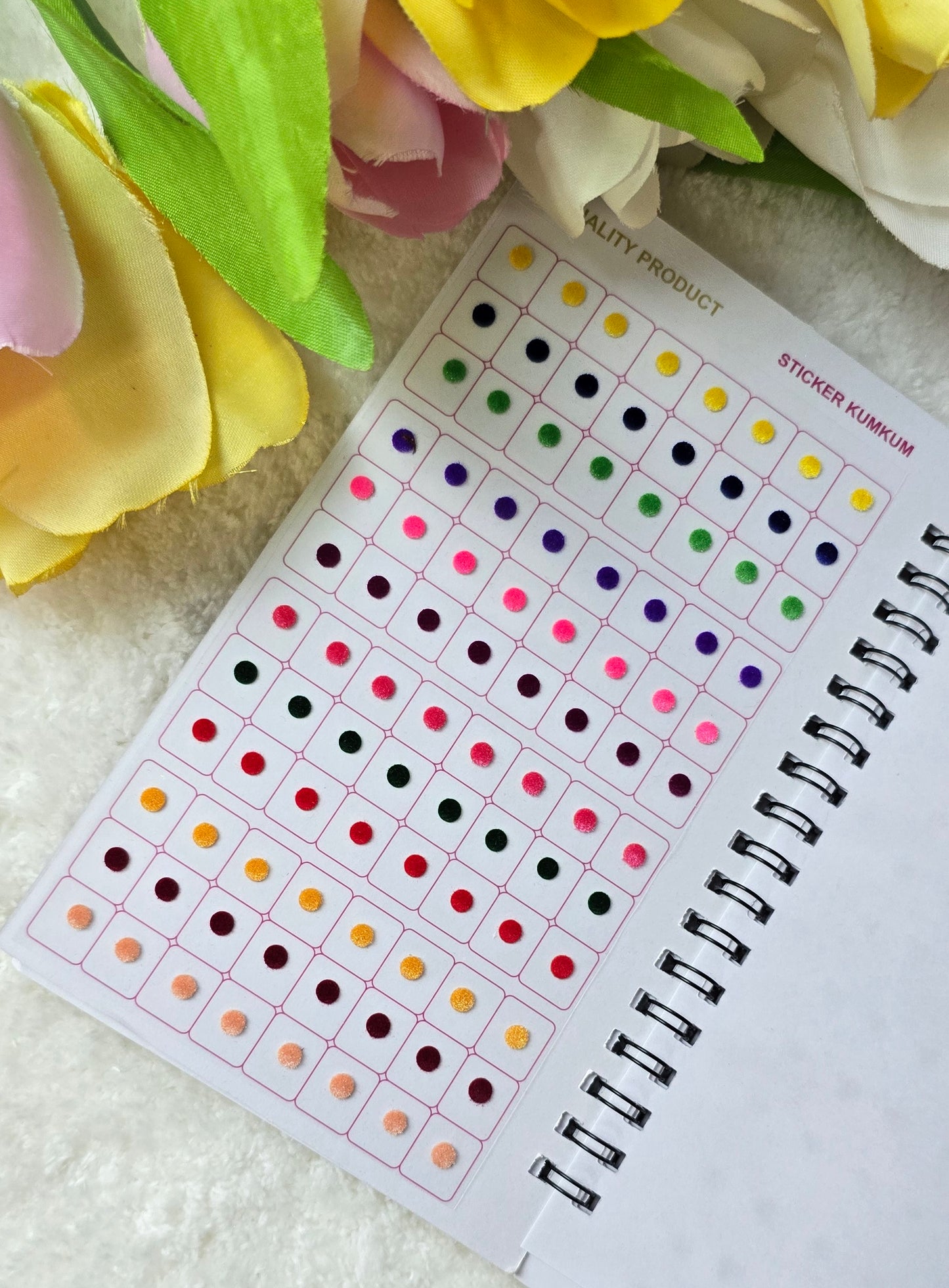 Navya - 960 count multi color and ONE size MINI plain spiral Bindi book.