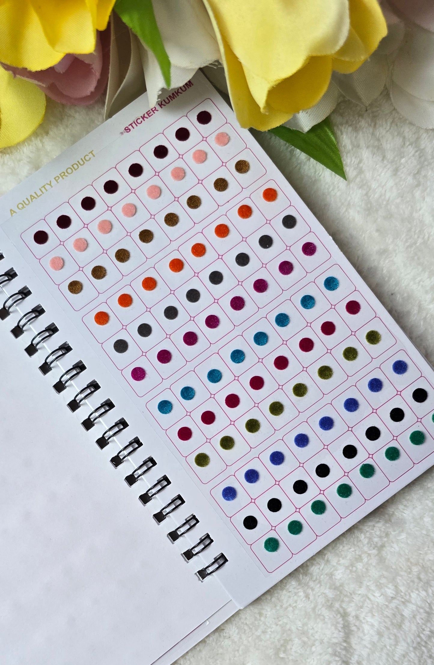 Navya - 960 count multi color and ONE size MINI plain spiral Bindi book.