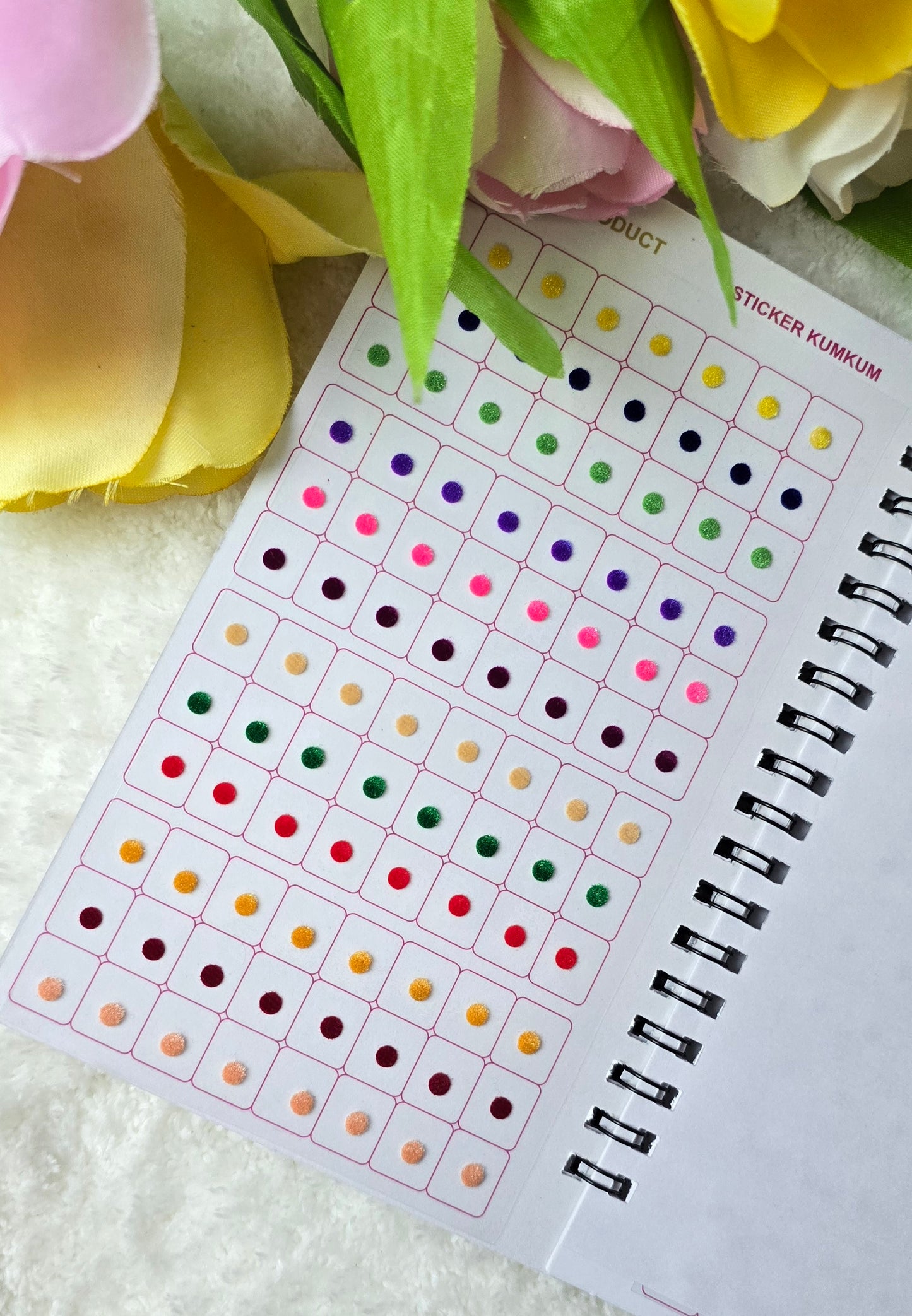Navya - 960 count multi color and ONE size MINI plain spiral Bindi book.