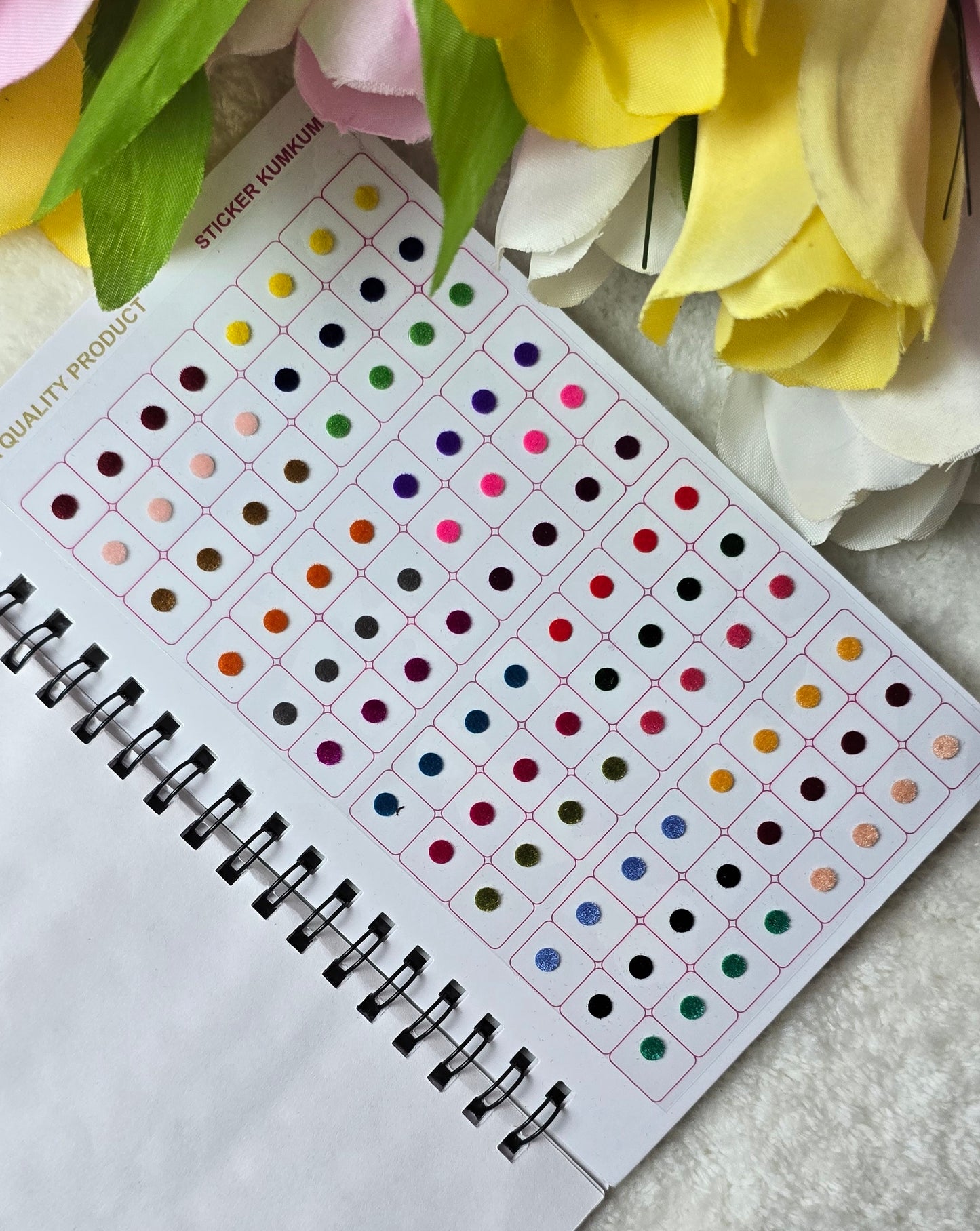 Navya - 960 count 2 color KALYANAM and round plain multi color and multi size spiral Bindi Book.