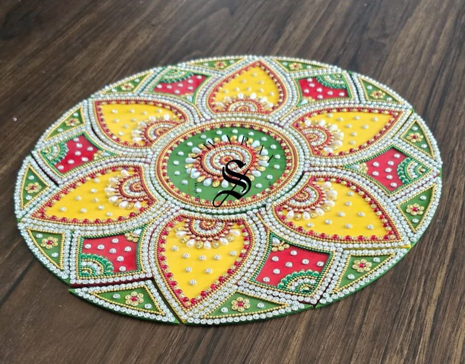 Handmade Acrylic Rangoli. Set of 26 pieces. Size - 12 inch.