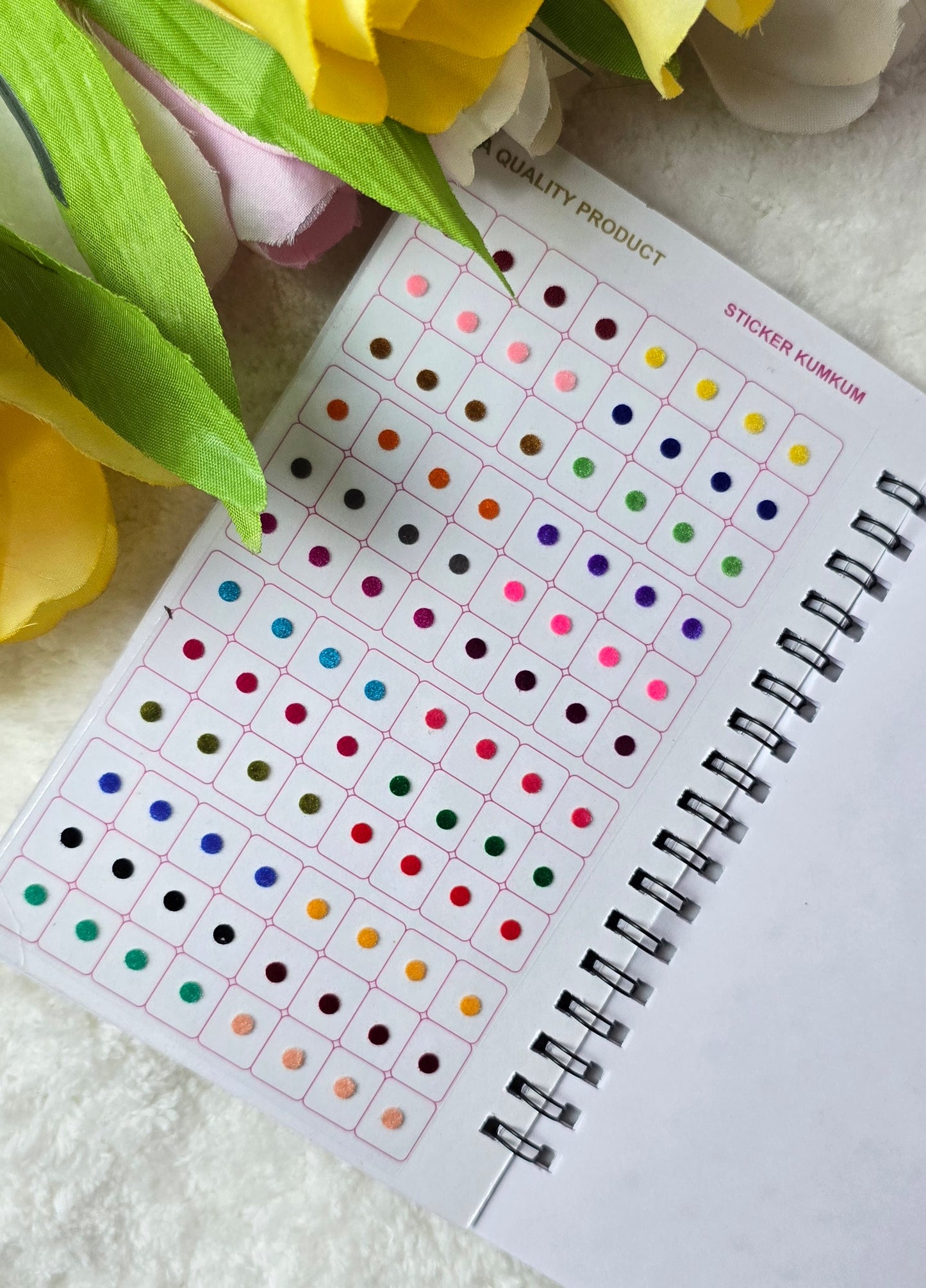 Navya - 960 count 2 color KALYANAM and round plain multi color and multi size spiral Bindi Book.