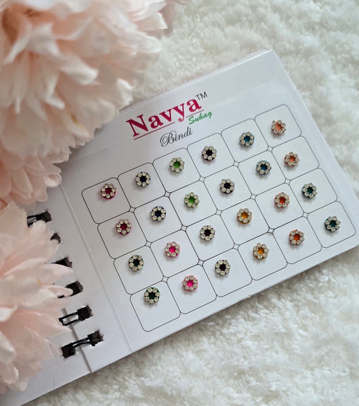 Pack of 3 - Navya multi-colored multi shape pocket size spiral Bindi book.