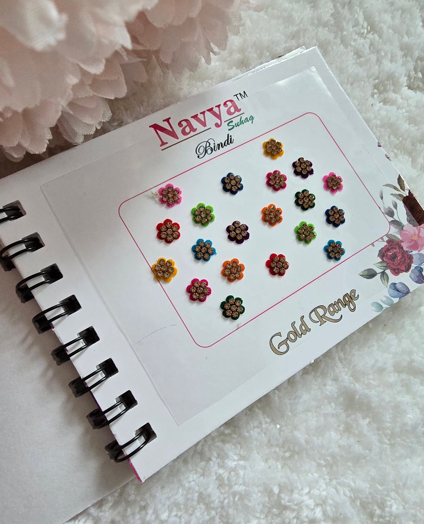 Pack of 4 - Navya multi-colored pocket size party wear fancy stone studded spiral Bindi book.